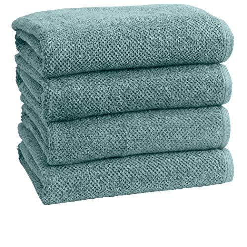 Great Bay Home 100% Cotton 4 Pack 54x27 Bath Towel Set - Absorbent, Quick-Drying, Durable Towels for Bathroom Decor - Low-Twist, Two-Ply Fibers (Mineral Blue) - color: 08 Mineral Blue, size: Bath Towel (Pack of 4)