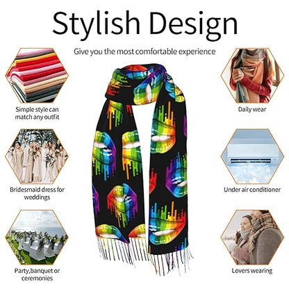 Supdreamc Cashmere Feel Scarf Soft Women Warm Cozy Scarves Multiple Colors - color: Picture (134)