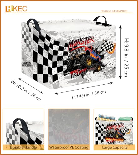 Rectangle Storage Basket with Handles,Collapsible Storage Bin,Books Box,Gift Basket(Black Race Car) - color: Black Race Car