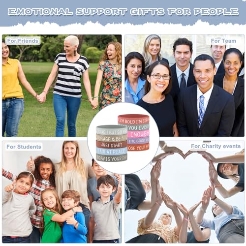 100 Pcs Positive Affirmation Cards for Women Mental Health Bracelets Motivational Silicone Bracelets for Women Students Employees