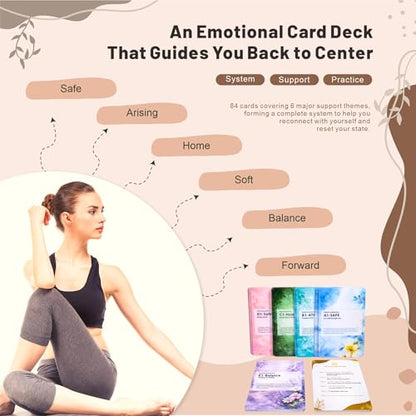 84 Mindfulness and Grounding Cards for Emotional Reset, Guided Self Care Deck with Purpose and Practice for Adults and Teens, Thoughtful Gift (Healing)