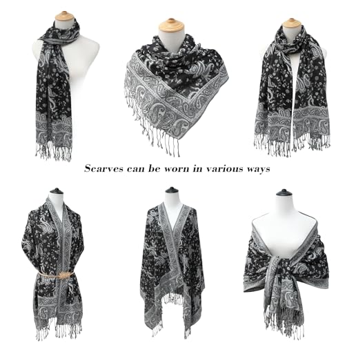 E-Clover Pashmina Shawl Wraps for Women Evening Dresses Elegant Soft Rave Scarf Festival Reversible Men Scarves