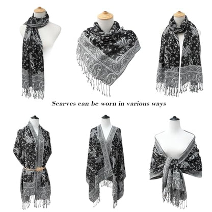 E-Clover Pashmina Shawl Wraps for Women Evening Dresses Elegant Soft Rave Scarf Festival Reversible Men Scarves