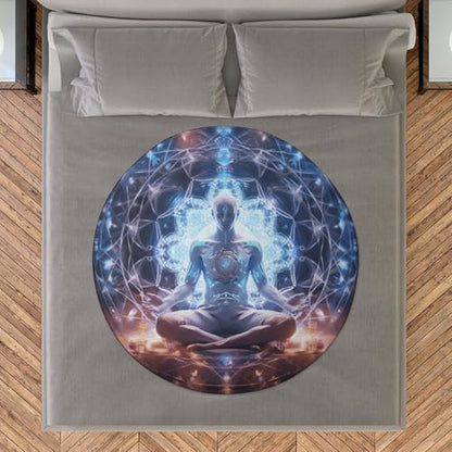 Meditation Energy Round Blanket Washable Flanne Tapestry Soft Novelty Rug for Adult Non-Slip Home Decor Circular Throw Carpet for Indoors Outdoors Travel Home 60 Inch