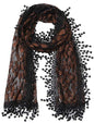 Cindy and Wendy Lightweight Soft Leaf Lace Fringes Scarf Bridal Veils shawl for Women - color: Gold/Black