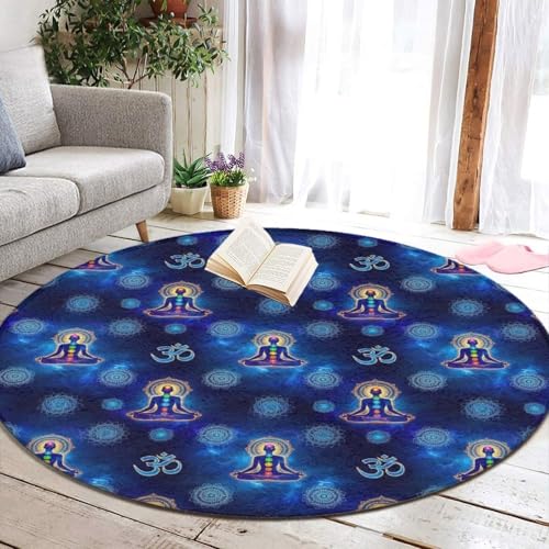Bohemian Memory Foam Oversized Yoga Mandala Meditation Hippie Chakra Circular Rug for Living Room, Kitchen, Non Skid Shaggy Rugs Abstract Decor - color: Pattern 413, size: diameter-60 inch