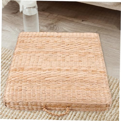 ABOOFAN Straw Woven Square Mat Floor Cushion for Yoga Meditation Bedroom Decor