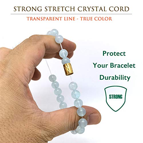 Morchic 8mm Genuine Gemstone Stretch Bracelet for Women Men Unisex, Natural Energy Crystal Stone Beads, Classic Simple Design Cuff Birthday Gift 7.5 Inch - color: Aquamarine