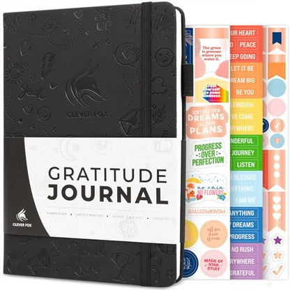 Clever Fox Gratitude Journal – Happiness, Positivity & Affirmation Daily Journal – Inspirational Daily Notebook – 3 Months, A5 (Black) - color: Black, size: A5 (5.8″ x 8.3″)