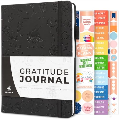 Clever Fox Gratitude Journal – Happiness, Positivity & Affirmation Daily Journal – Inspirational Daily Notebook – 3 Months, A5 (Black) - color: Black, size: A5 (5.8″ x 8.3″)