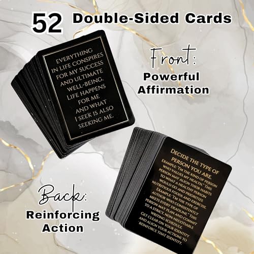 Because I'm Happy Mindset Mastery Positive Affirmation Cards for Success and Prosperity, Motivational Cards with Empowering Actions, Money Mindset, Productivity, Self Care for Men and Women