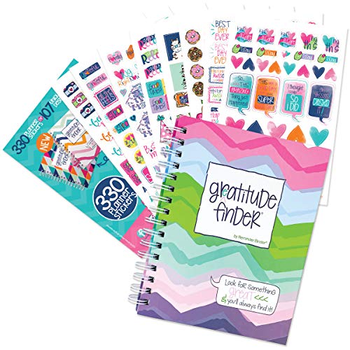 Gratitude Journal 52 Week Daily Positive Thinking for Thankfulness + Sticker Set | Gratitude Finder - color: Preppy 'n' Pink Chevy + Grateful Heart Stickers