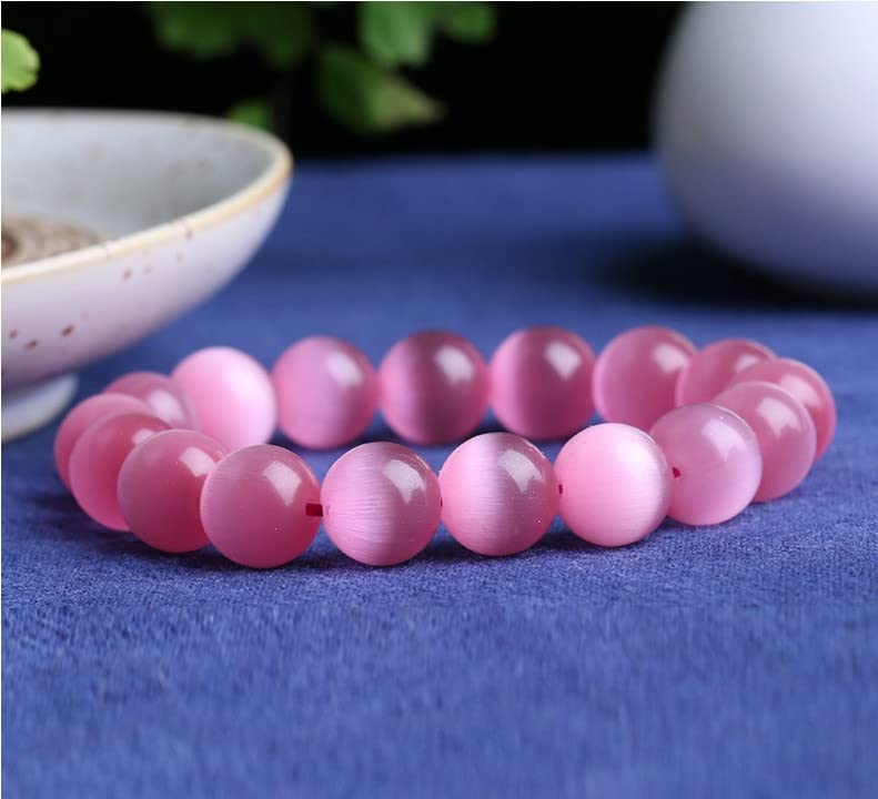 Fuqimanman2020 Healing Natural Stone Stretch Bracelet Strand Chakra Crystal Beaded Energy Reiki Spirituality for Women Conservancy Meditation Protection Jewelry - color: Pink