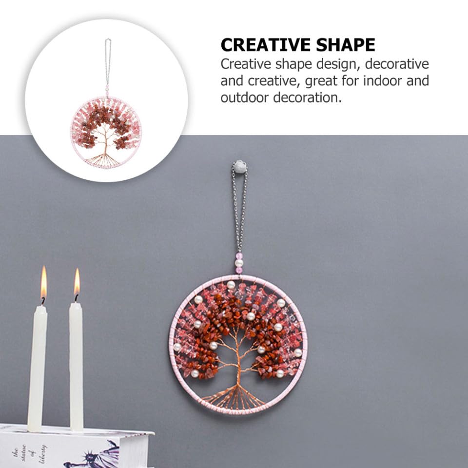 Yardwe Nordic Chime Creative Wind Chime with Life Tree Design for Garden Decor Chic Pink Courtyard Ornament Family and Friends Special Occasions