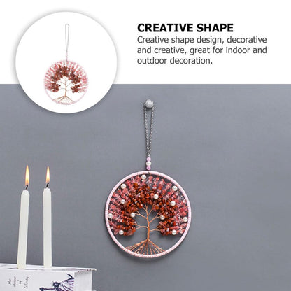 Yardwe Nordic Chime Creative Wind Chime with Life Tree Design for Garden Decor Chic Pink Courtyard Ornament Family and Friends Special Occasions