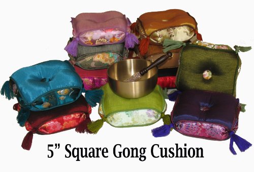 Meditation Accessory Japanese Rin Gong Singing Bowl Set 3.5" dia with Cushion & Brocade Striker - Brown Gold - color: 3.5" Brown Gold Brocade