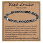 LPBeads Handmade Natural Gemstone Stretch Elastic Bracelet Healing Crystal Round Stone Beads Jewelry Gifts for Women Men - color: Black Larvikite, size: 4mm