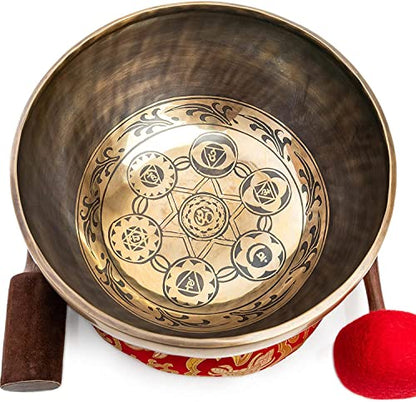 Large Tibetan Singing Bowl Set - 11" Master Healing Big Professional Grade For Sound Bath Chakra 7 Metal Meditation Yoga By Himalayan Bazaar