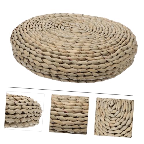 Round Thick Straw Woven Meditation Cushion Japanese Style Cotton Filled Floor Pillow for Yoga and Relaxation and Comfortable for Home and Office Use