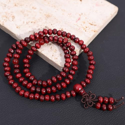 1PCS 6MM Bead Bracelets for Men and Women Unisex Mala Bracelet Beaded Tibetan Prayer Buddha Bead for Meditation - color: Red