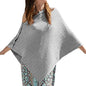 PULI Women's Versatile Knitted Shawls Scarf Poncho Sweater with Buttons Lightweight Spring Summer Fall Wraps - color: E-grey in Cable Large