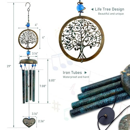ASTARIN Wind Chimes Outside Unique Tree of Life Wind Chime All Metal Wind Chimes for Love One Gifts for Mom, Grandma, Daughter, Decoration for Home, Garden, Patio, Backyard(29”) - size: 29" Tree