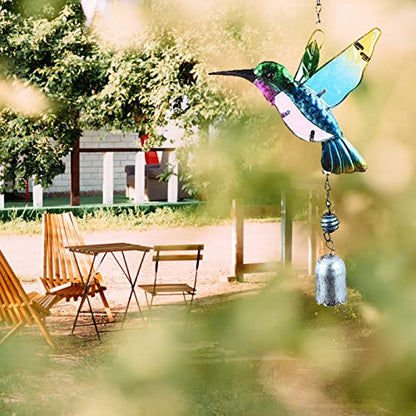 Hummingbird Decor with Bell, Hummingbird Wind Chimes, Hanging Bell Decorations for Yard, Garden, Home and Outdoor, Gift for Mom