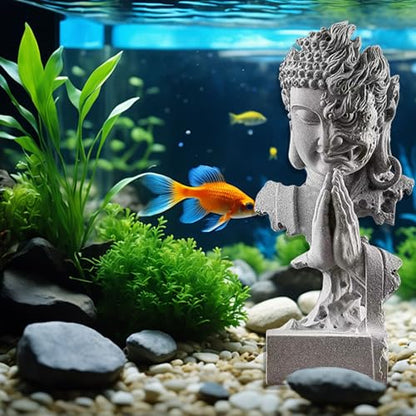livelyfish Meditating Buddha Statue Zen Garden Statues Sandstone Thinker Buddha Sculpture Figurine for Fish Tank Aquarium Home Decorations, Gift (C-Large) - size: C-Large