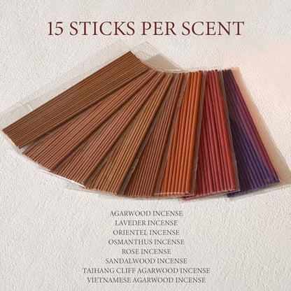 Mini Incense Sticks – Short 8-Scents Variety Set, 120 Natural Hand-Dipped Sticks (4" Long, 20-Min Burn) Clean-Burning Aromatherapy for Travel, Meditation & Daily Relaxation