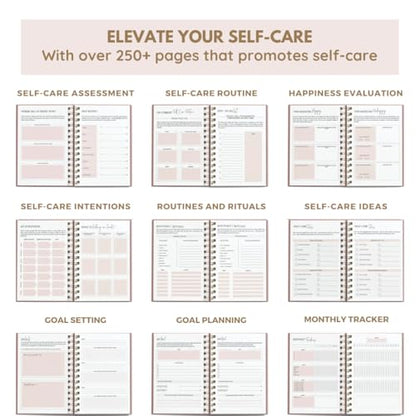 Daily Self Care Journal for Women - A5, Wellness Journal with Prompts - Goal Journal for Happiness,Mindfulness,Productivity & Personal Development - Reduce Stress & Improve Mental Health - Pink - color: Pink