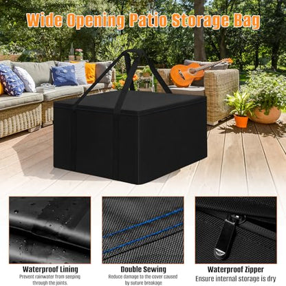 LYHNMW Outdoor Cushion Storage Bag, 600D Oxford Fabric Waterproof Extra Large Patio Furniture Bag, Cushion Organizer Bag with Zipper & Padded Handle(32"L x 32"W x 24"H) - size: 32"L x 32"W x 24"H