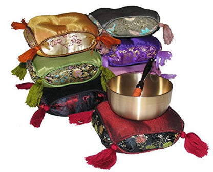 Meditation Accessory Japanese Rin Gong Singing Bowl Set 3.5" dia with Cushion & Stained Wood Striker - Purple - color: 3.5" Brocade Purple