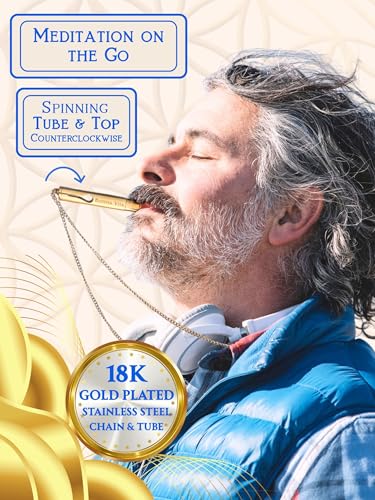 Breathing Necklace for Anxiety & Stress Relief, Meditation, Breathwork, Inner Calm, Focus & Mindfulness (18k Gold PVD) 528Hz Sound Healing Whistle + Self Care Journal eBook