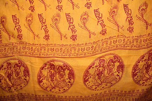 Odishabazaar Large Meditation Yoga Prayer Shawl - Sri Radhe Shyam Mantra(54x34 inch)