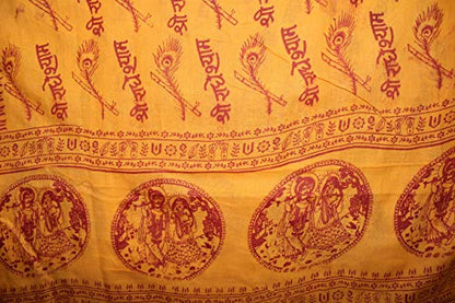 Odishabazaar Large Meditation Yoga Prayer Shawl - Sri Radhe Shyam Mantra(54x34 inch)