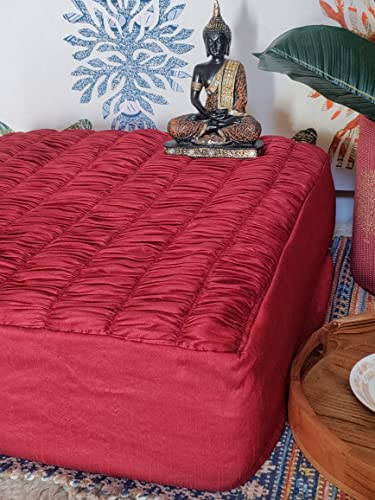 Floor Cushion, Large Meditation Cushion, Yoga Pillow, Floor Seating Cushion, Zabuton Cushion (Square, Burgundy) - color: Burgundy, size: Rectangle , 24x24x8 inches