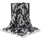 ANDANTINO 100% Pure Mulberry Silk Scarf 35" Large Square Lightweight Headscarf –Women’s Hair Wraps-With Gift Packed - color: Black Leaves