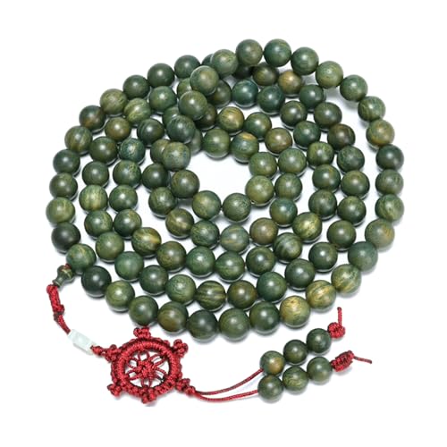 Natural Green Sandalwood 108 Mala Bead Necklace Buddhist Prayer Beads for Meditation or Yoga - style: 10mm Beads