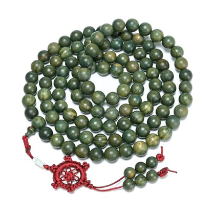 Natural Green Sandalwood 108 Mala Bead Necklace Buddhist Prayer Beads for Meditation or Yoga - style: 10mm Beads