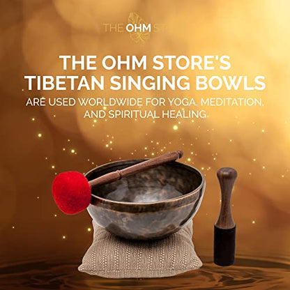 Large Tibetan Singing Bowl Set by Ohm Store — Saturn Pure Bronze Meditation Sound Bowl 9 Inches, 2 Mallets and a Cushion — Handcrafted Nepali Sound Bath Instrument (Saturn) - color: Saturn