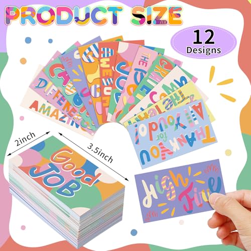 Yeaqee 240 Pcs Employee Appreciation Kudos Cards Funny Blank Back Motivational Card Encouragement Thank You Note Recognition Card for Teacher College Affirmation Gift(Colorful) - style: Colorful