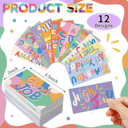 Yeaqee 240 Pcs Employee Appreciation Kudos Cards Funny Blank Back Motivational Card Encouragement Thank You Note Recognition Card for Teacher College Affirmation Gift(Colorful) - style: Colorful