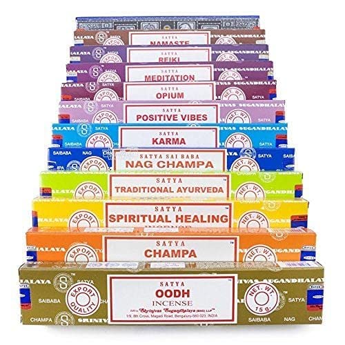 Satya Natural Incense Sticks Assortment – 12 Pack, 15g Each – Hand Rolled in India – Aromatherapy, Meditation, Yoga, Relaxation, Stress Relief, Home Fragrance - color: Satya Set B