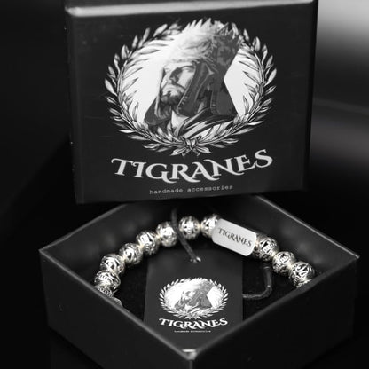 Tigranes Premium Natural Stone Bracelet Collection – Handmade Gemstone Jewelry in Luxury Branded Gift Box - style: Antique Silver