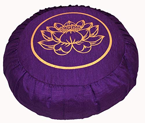 Meditation Cushion Zafu Pillow Zen Circle Om Sacred Symbol and Other Symbols (Lotus Enlightenment Purple)