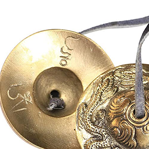 Amagogo Meditation Bell Tibetan Buddhist Hand Bells Tingsha Cymbal Singing Bowls Metal Instrument Compact Design Leather Strap Suitable for Mindfulness Yo, A - color: A