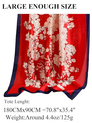 Large Shawl Scarf For Women Lightweight Wraps Silky Headscarf Long Sunscreen Scarfs - color: T13 Red Apricot / 70"x 35"