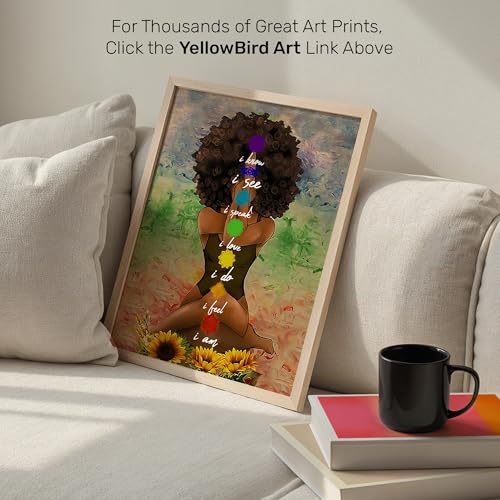 Chakra Wall Art African American Woman - 11x14 Spiritual Meditation Decor - Black Art Positive Affirmations Poster - Inspirational Yoga Room Print - Mindfulness Gifts for Women - UNFRAMED - size: 11"L x 14"W