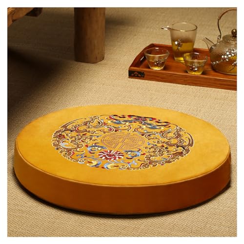 Round Meditation Cushion Mat Set with Washable Velvet Cover, Larger Yoga Mat Bolster Floor Pillows Seating for Adults Meditation Accessories yellow1-50cm - color: Yellow1, size: 50cm