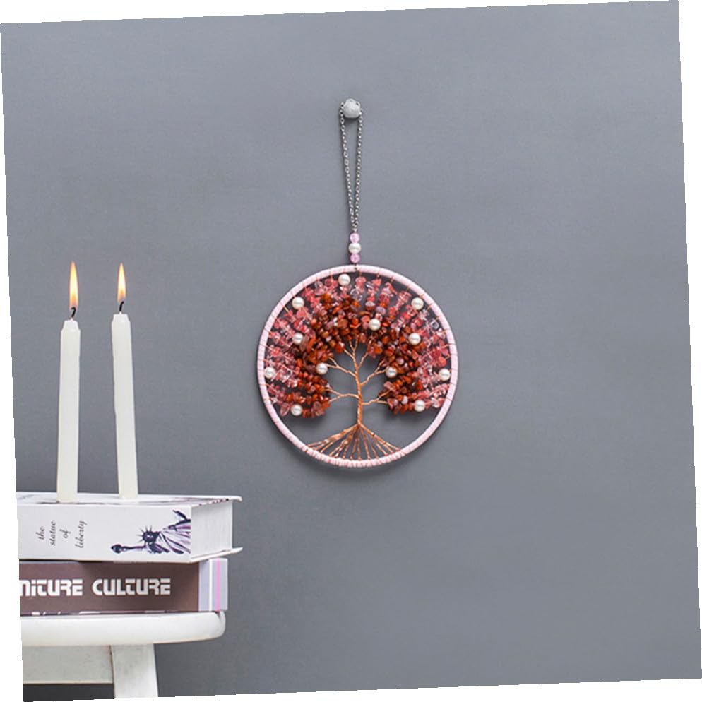 Yardwe Nordic Chime Creative Wind Chime with Life Tree Design for Garden Decor Chic Pink Courtyard Ornament Family and Friends Special Occasions